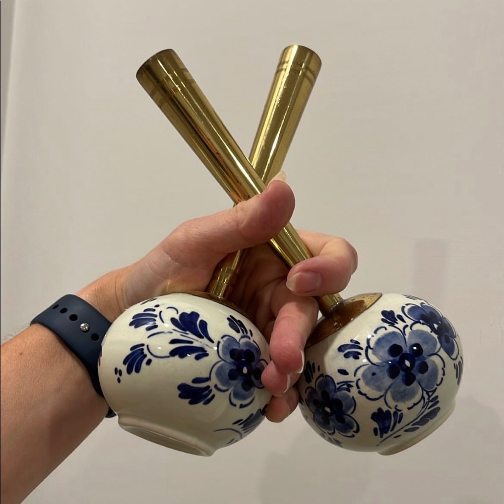 Vintage delftware vases. Hand painted and numbered.